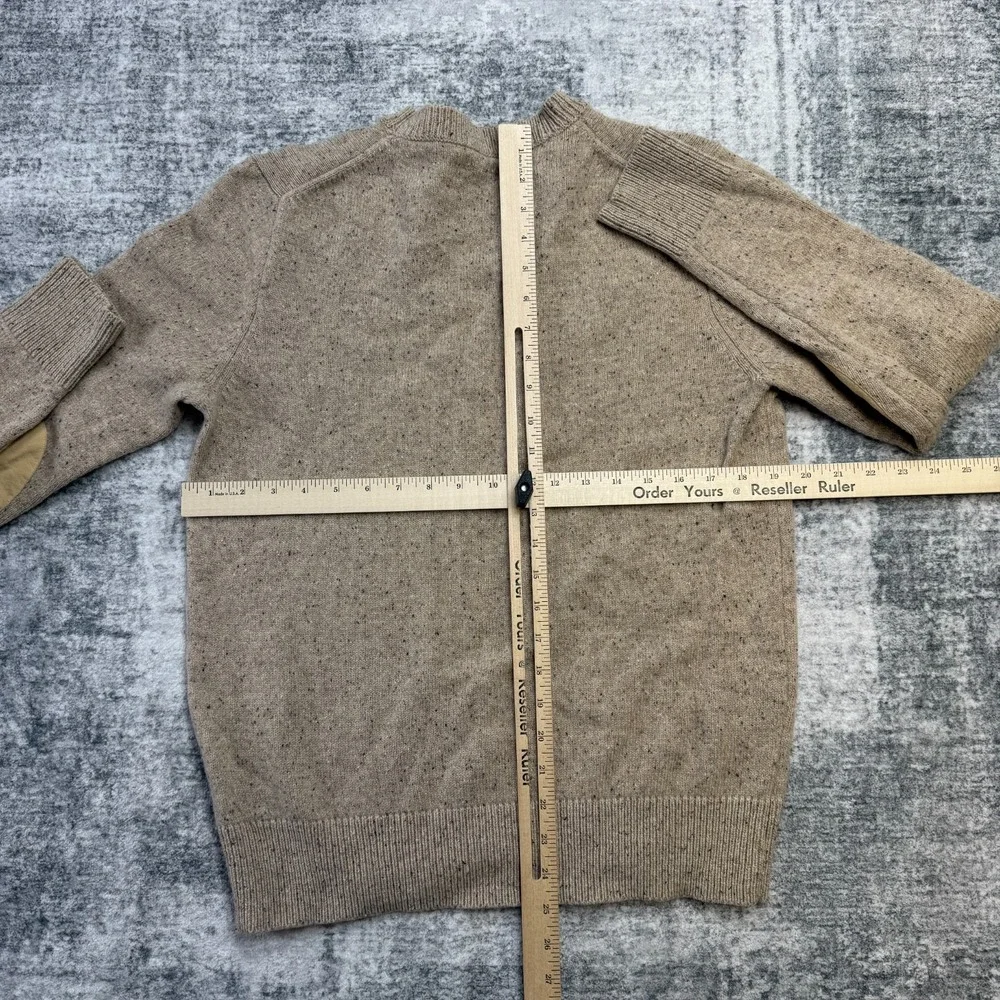 J Crew Sweater Mens Medium Beige Donegal Lambswool Elbow Patch Speckled Marled